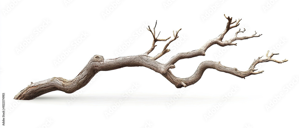 Natural Tree Branch on White Background