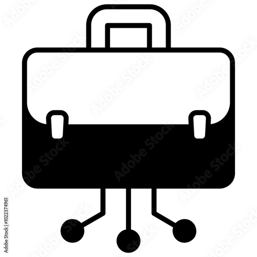 Digital Briefcase Glyph Icon, Diversified Portfolio Glyph Icon