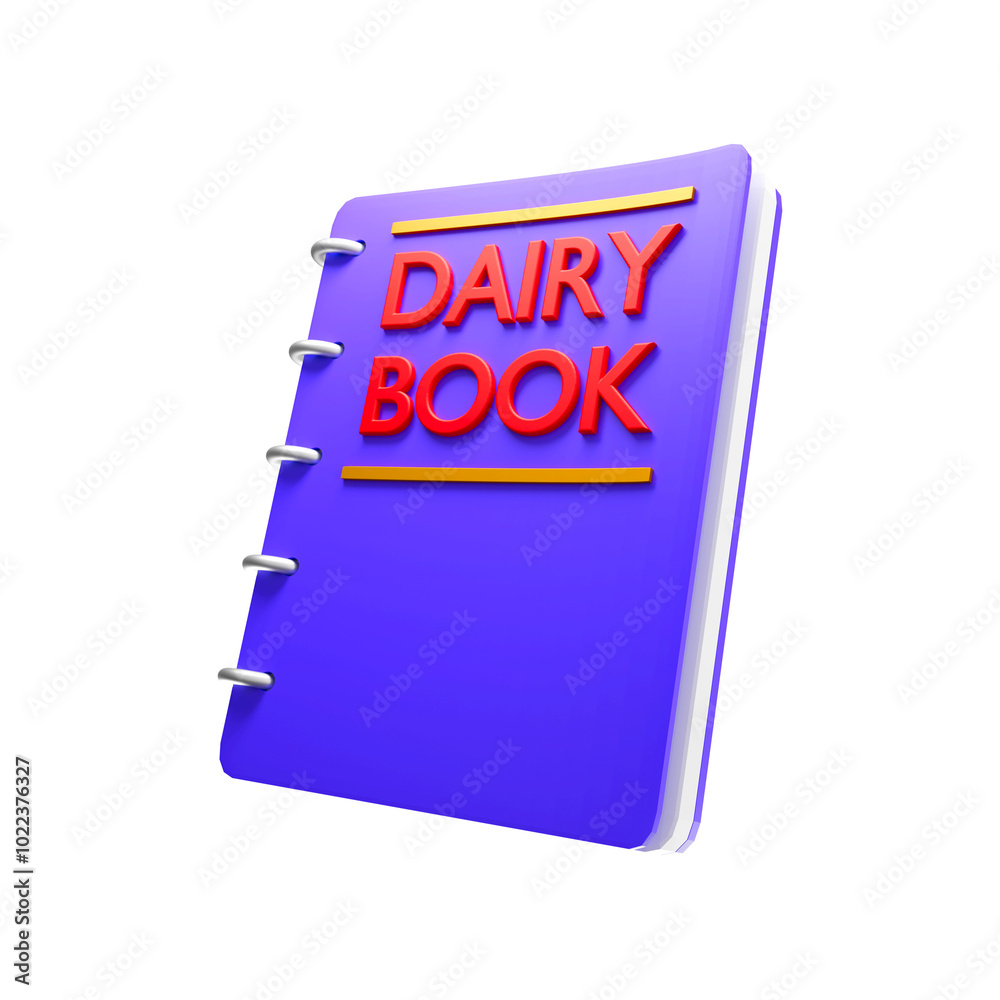 a 3D icon render dairy book a 3D icon render dairy book