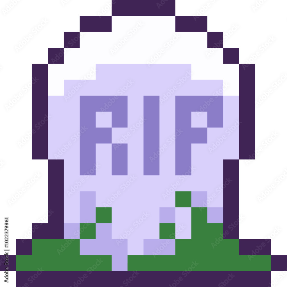 Halloween Gravestone Pixel 8bit Icon.