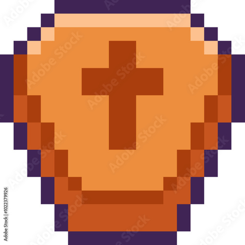 Halloween Coffin Pixel 8bit Icon.