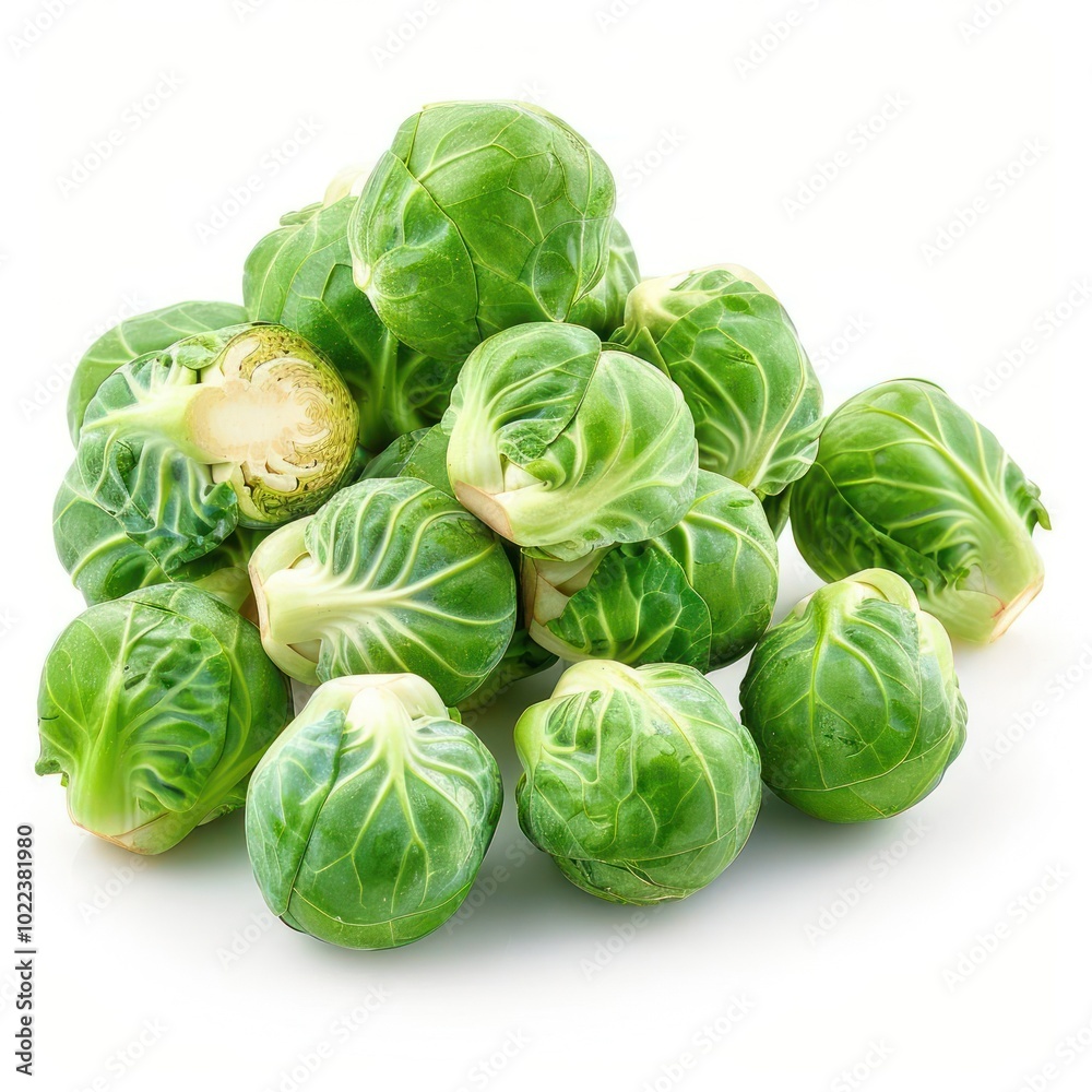 Fototapeta premium a pile of brussel sprouts on a white background
