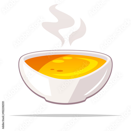 Bowl of chicken broth bouillon vector isolated illustration