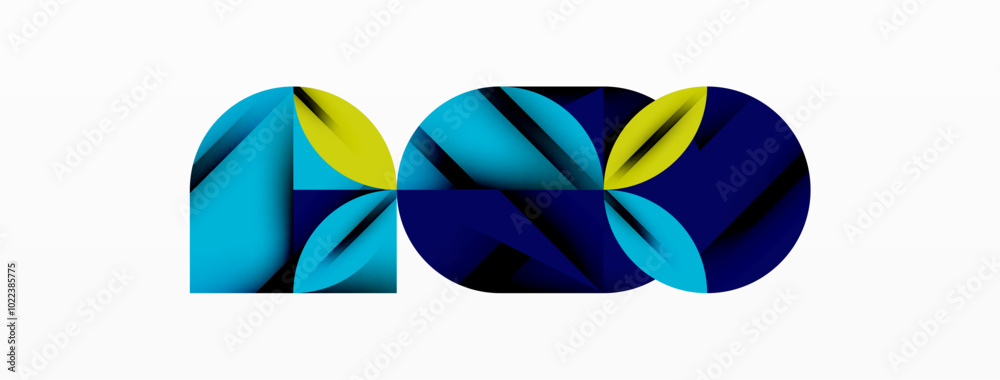 Circle, square and flower petal geometric background. Round shapes composition for wallpaper, banner, background or landing Circle, square and flower petal geometric background. Round shapes composition for wallpaper, banner, background or landing