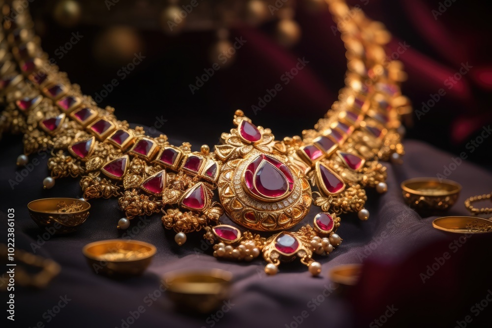 Golden wedding jewelry on digital background