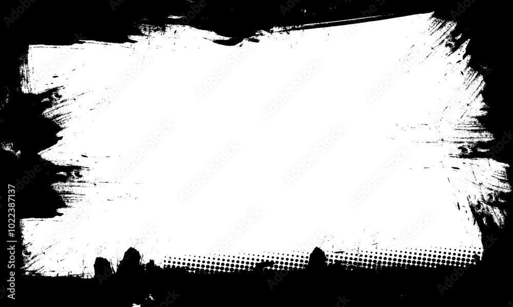 black lines art brush painting blank frame border grunge graphic element