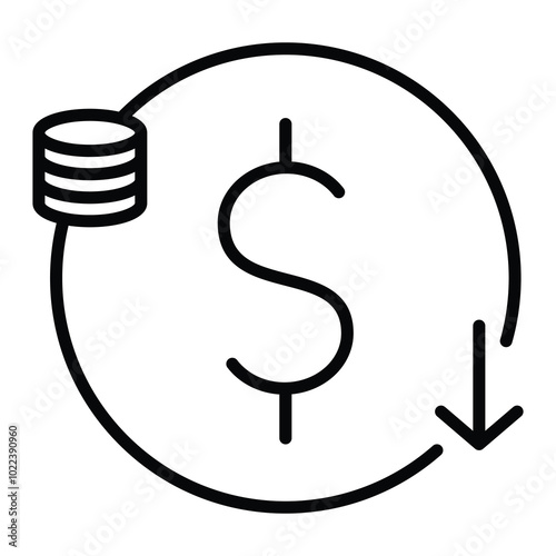 Cost Reduction icon line vector illustration
