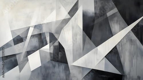 Sharp geometric lines, intersecting in various shades of grey and white.


