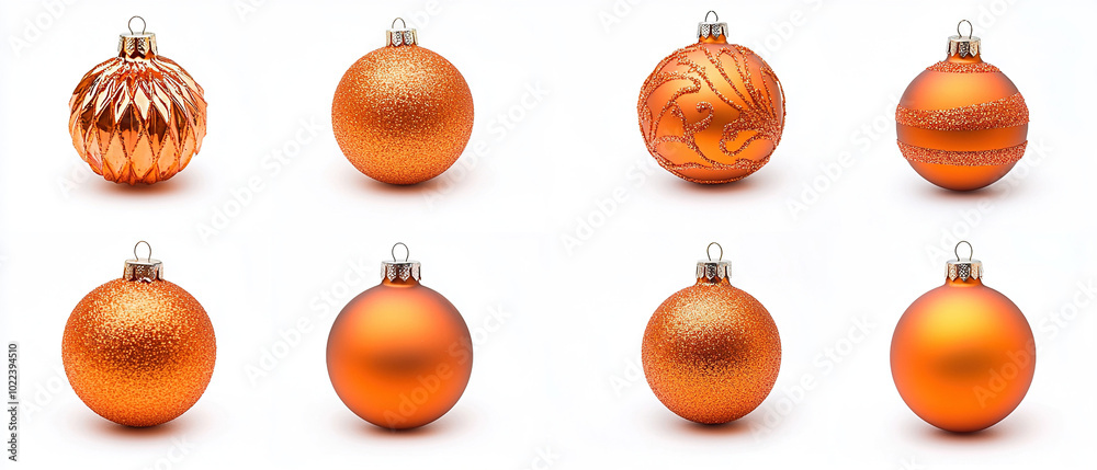 orange christmas decorations on white background orange christmas decorations on white background