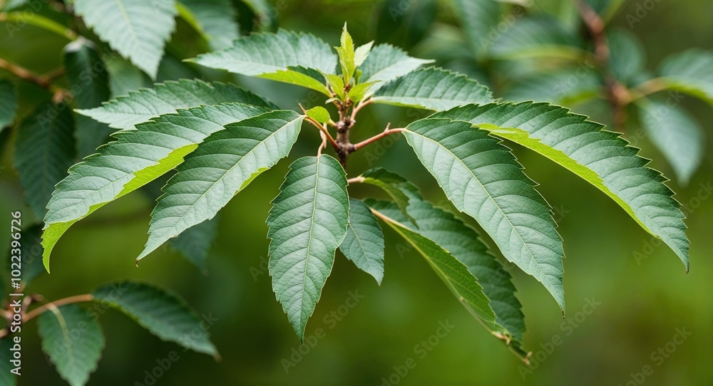 Hickory plant leaves background Hickory plant leaves background