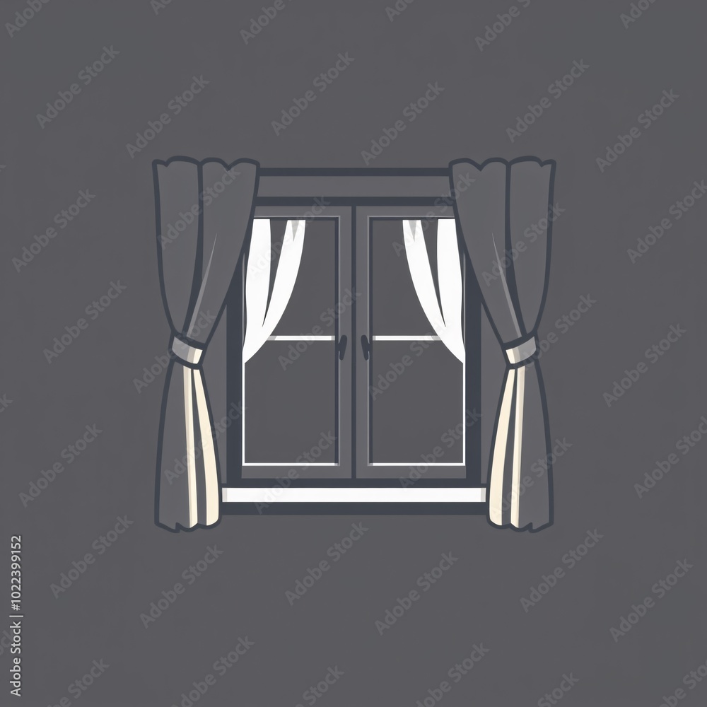 A stylish window with elegant curtains framed against a neutral background showcasing modern design elements