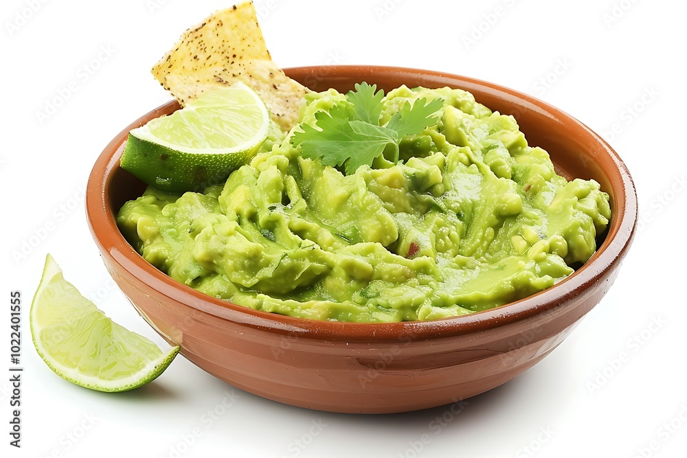 Bowl of Guacamole with Ham, Cheese and Parsley Bowl of Guacamole with Ham, Cheese and Parsley
