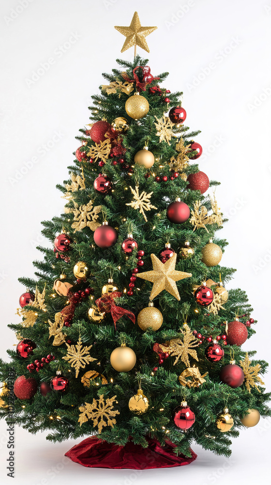 christmas tree full of decorations. christmas tree on white background christmas tree full of decorations. christmas tree on white background