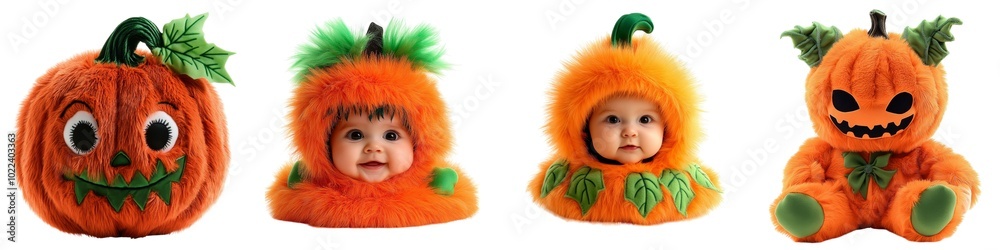 Adorable babies dressed in pumpkin-themed costumes, showcasing vibrant colors and playful designs for Halloween festivities. Adorable babies dressed in pumpkin-themed costumes, showcasing vibrant colors and playful designs for Halloween festivities.