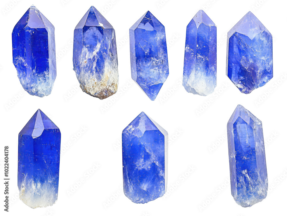 Fototapeta premium Collection of blue natural crystals for design and decor