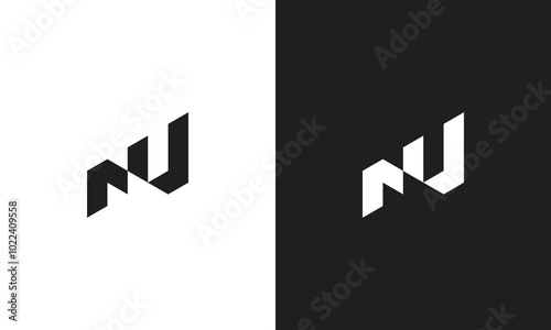 NU logo, monogram unique logo, black and white logo, premium elegant logo, letter NU Vector