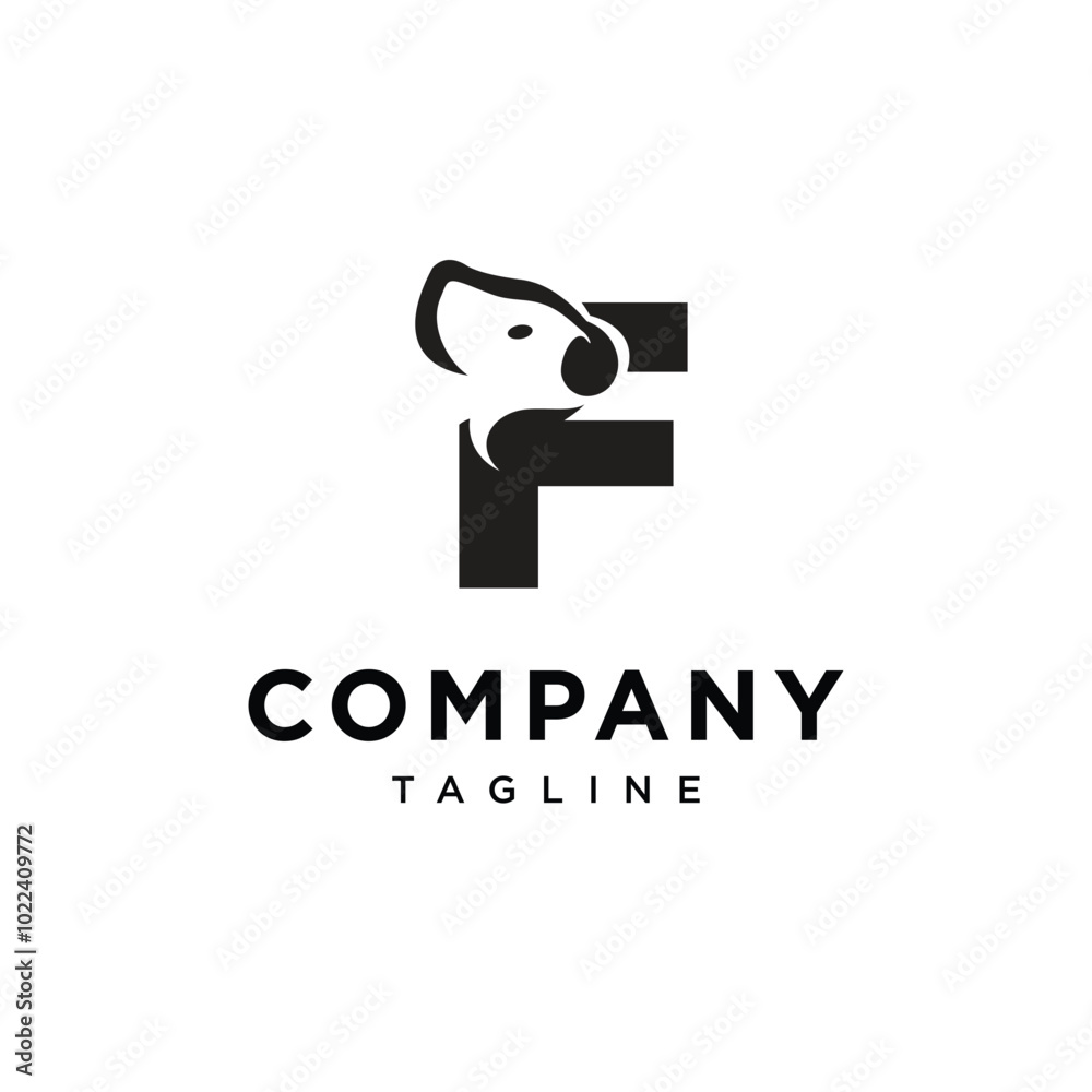 Letter F Koala Logo Icon Vector Letter F Koala Logo Icon Vector