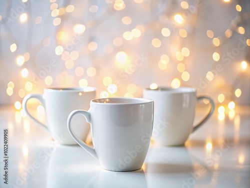 Wallpaper Mural Elegant Silhouette of White Coffee Mugs on Isolated Background for Minimalist Design Torontodigital.ca