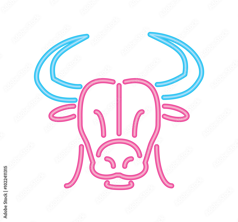 Obraz premium bull head neon lights animal