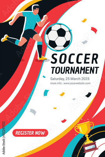 Soccer Tournament Poster Banner Vector Illustration