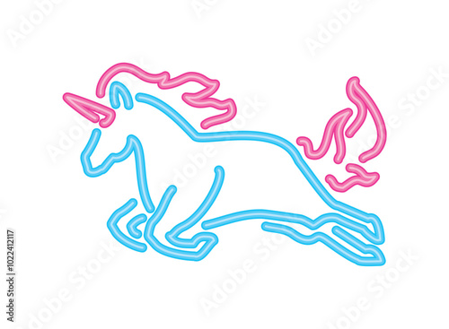 unicorn running neon lights animal