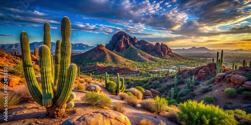 Explore the Scenic Trails of Papago Park, Phoenix Arizona - Cactus and Desert Landscapes photo