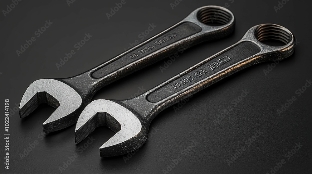 Two Wrenches on a Black Surface Two Wrenches on a Black Surface