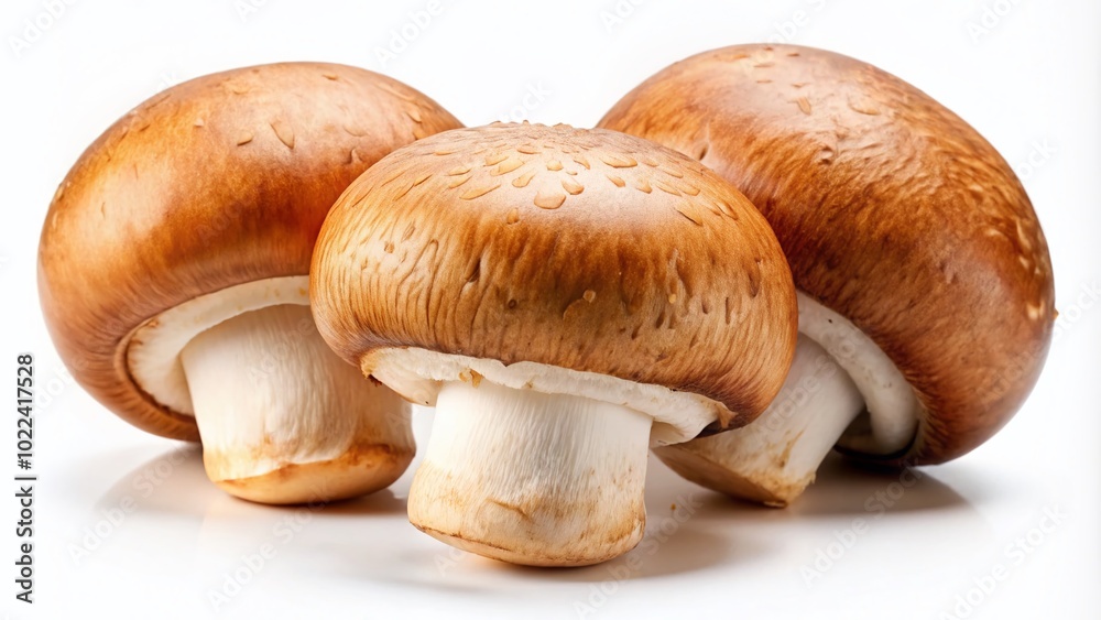 Fototapeta premium Fresh Champignon Mushrooms Isolated on White Background for Culinary Use and Food Photography