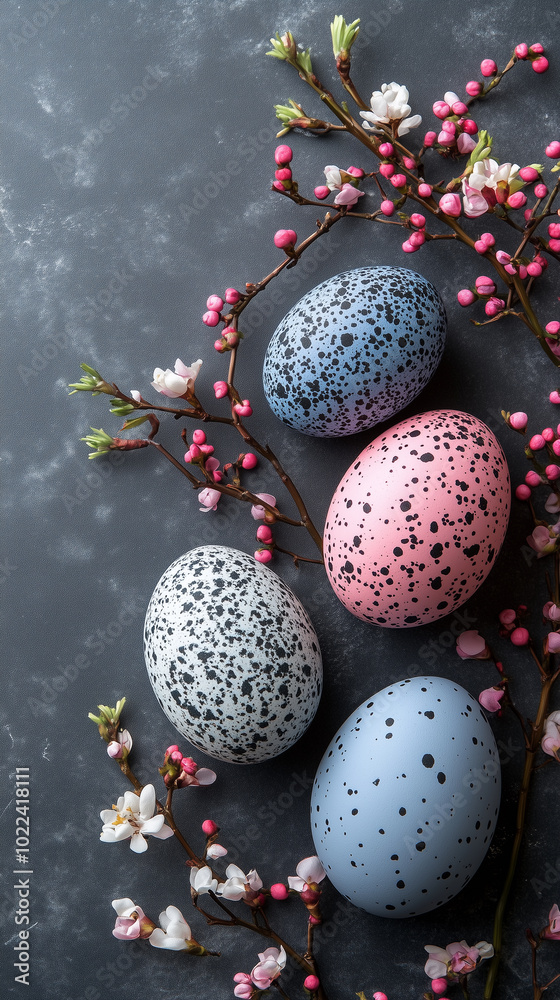 Fototapeta premium Easter themed background image with copy space