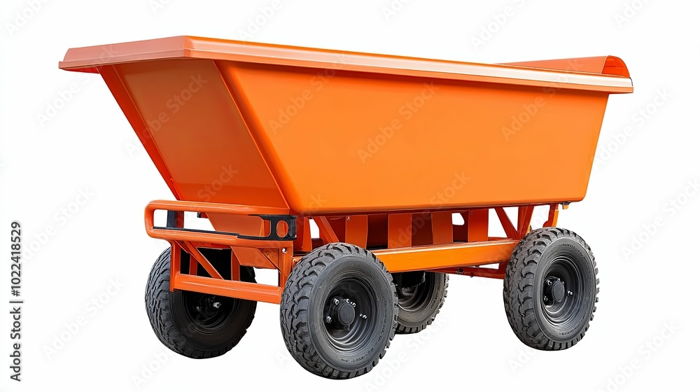 Orange Dump Trailer with Four Tires Orange Dump Trailer with Four Tires