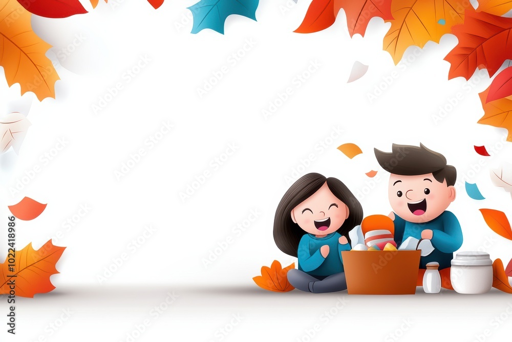 Cheerful children enjoying autumn activities, surrounded by colorful leaves and a warm atmosphere, perfect for seasonal themes. Cheerful children enjoying autumn activities, surrounded by colorful leaves and a warm atmosphere, perfect for seasonal themes.