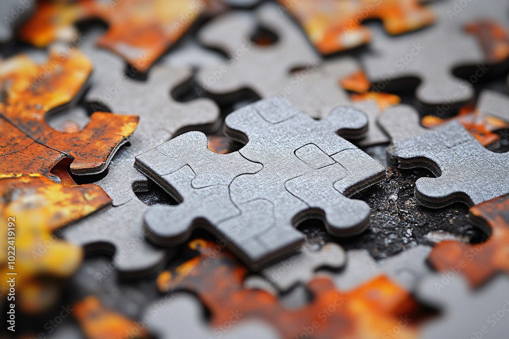 Close-up of Puzzle Pieces with Unique Texture and Color Close-up of Puzzle Pieces with Unique Texture and Color