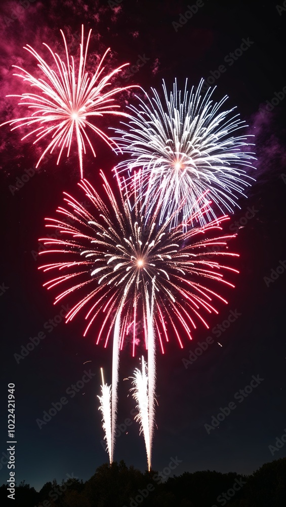Sparkling fireworks lighting up the night sky background for invitation or card screensaver Sparkling fireworks lighting up the night sky background for invitation or card screensaver