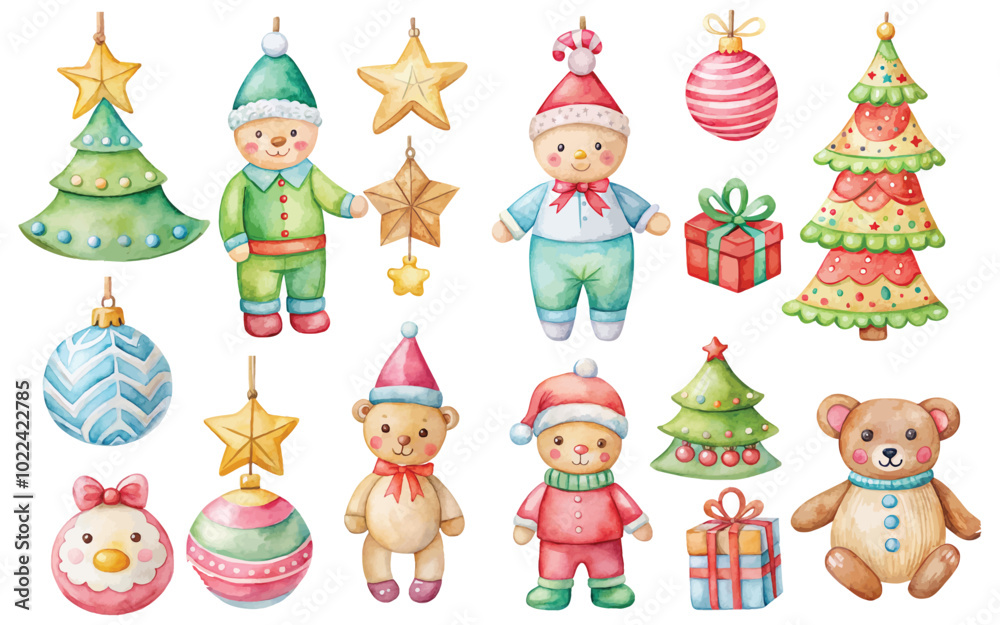 Watercolor Christmas baby toys set Watercolor Christmas baby toys set