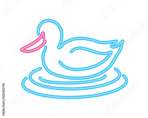 duck in water neon lights animal