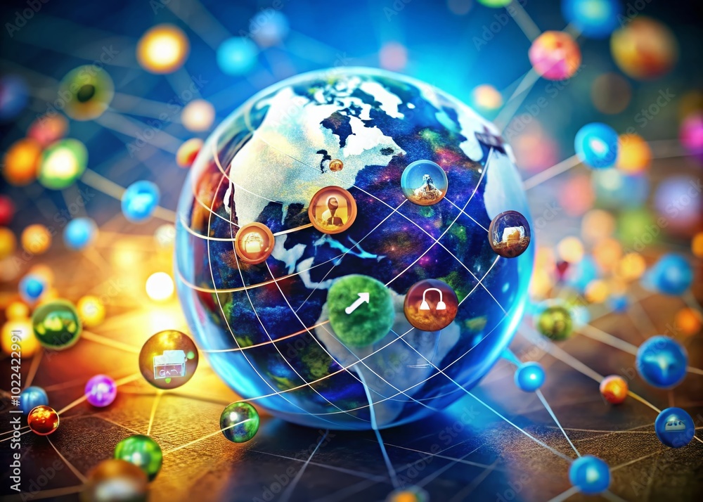 Global Network Icons: Tilt-Shift Photography of World Wide Web Concept for Website and Contact Symbols Global Network Icons: Tilt-Shift Photography of World Wide Web Concept for Website and Contact Symbols