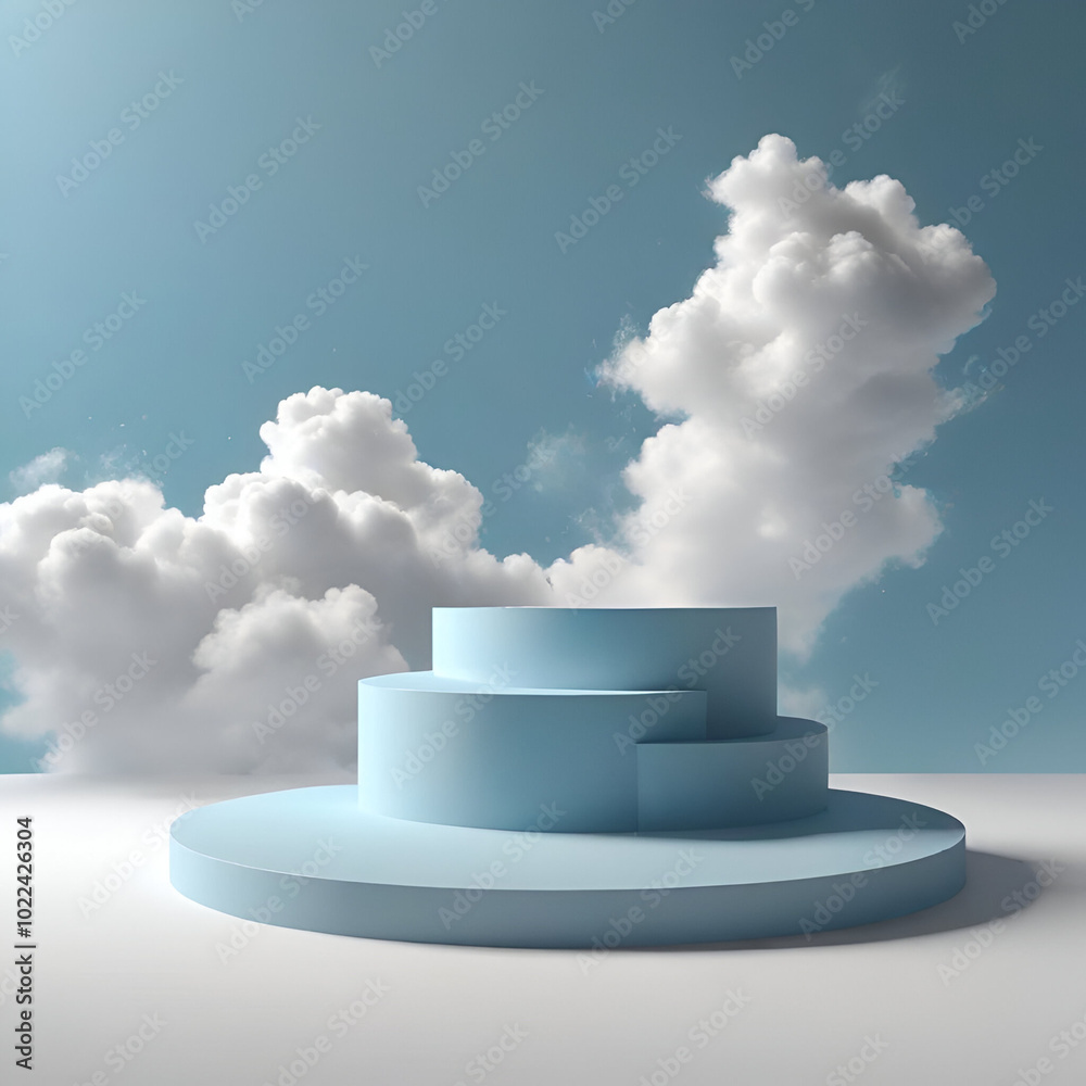 podium with clouds podium with clouds
