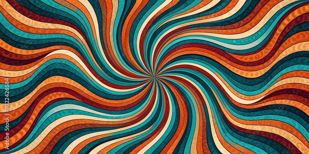 Abstract Curving Lines of Vivid Color in a Swirling Pattern of Retro Design Abstract Curving Lines of Vivid Color in a Swirling Pattern of Retro Design