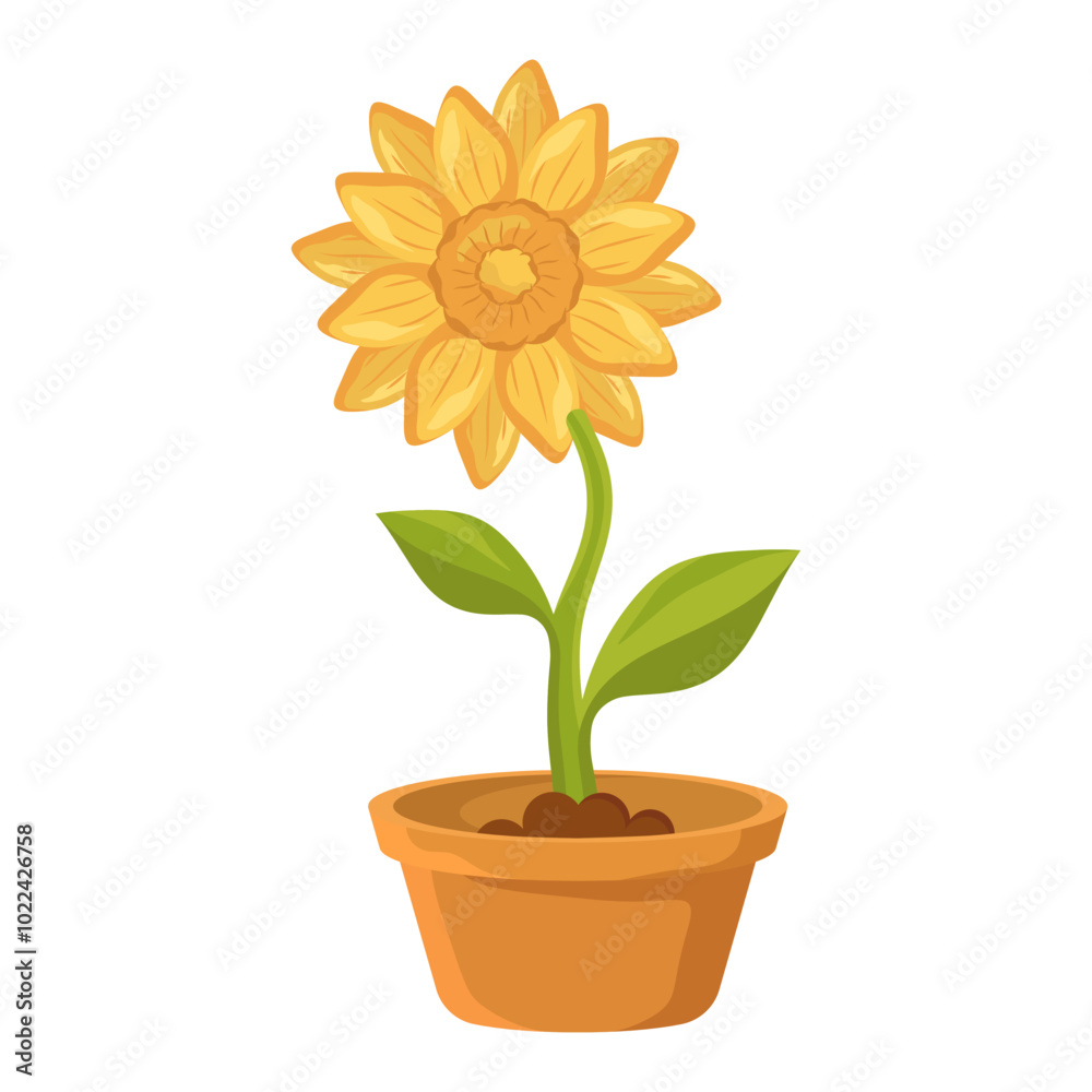 sunflower in a pot with a simple and cute style sunflower in a pot with a simple and cute style