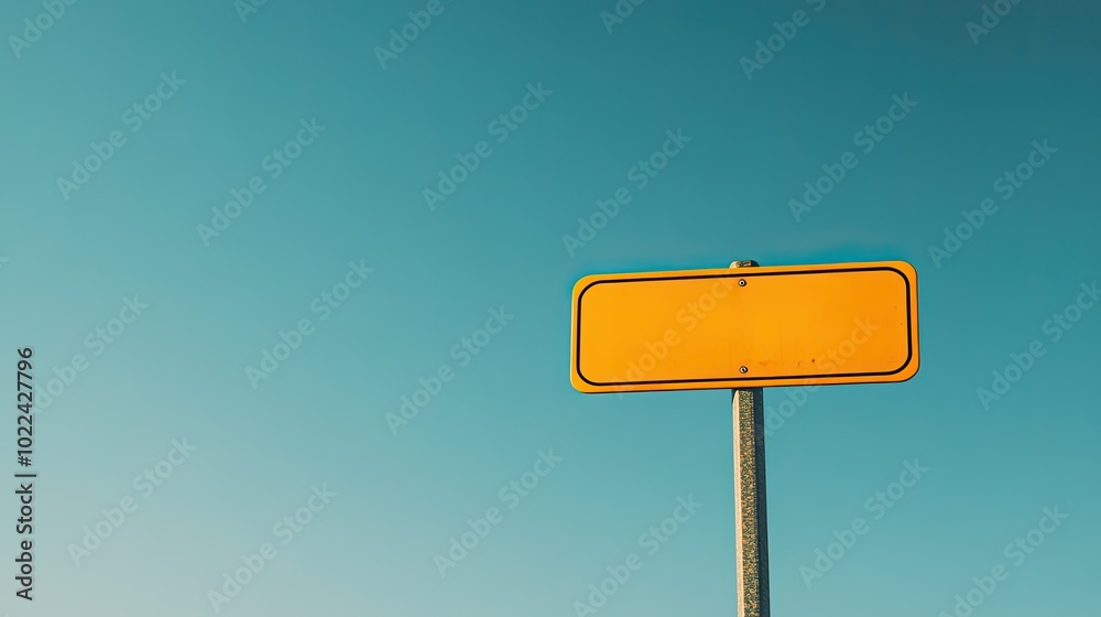 A yellow street sign against a clear blue sky, standing out as a symbol of guidance and direction in everyday life. A yellow street sign against a clear blue sky, standing out as a symbol of guidance and direction in everyday life.