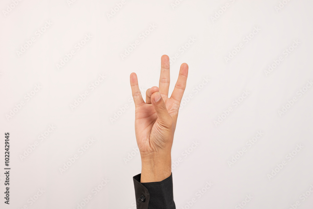 Close-up of Caucasian male hand showing number seven gesture isolated on white studio background. Hand number concept for people with disabilities. Close-up of Caucasian male hand showing number seven gesture isolated on white studio background. Hand number concept for people with disabilities.