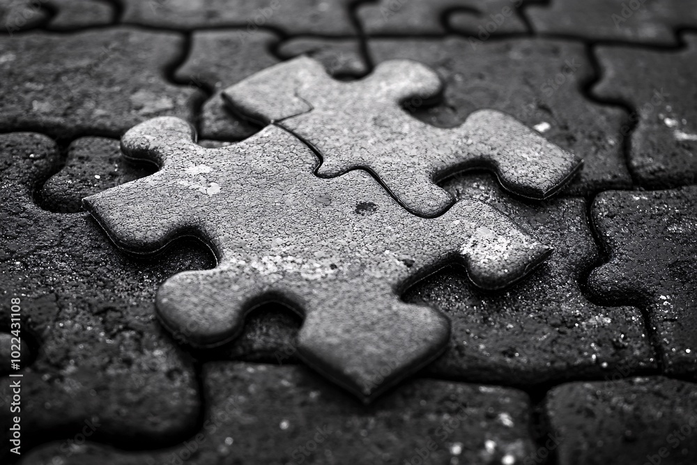 Single Puzzle Piece on Textured Surface