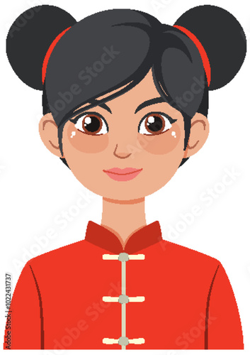 Woman in Traditional Red Costume