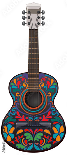 Colorful Mexican Guitar Illustration