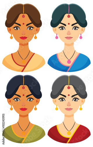 Traditional Indian Women Illustrations