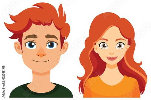 Smiling Red-Haired Man and Woman