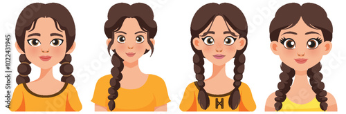 Four Women with Braided Hair