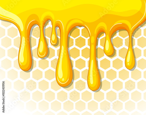 Golden Honey Dripping on Honeycomb
