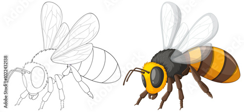 Honey Bee Vector Illustration