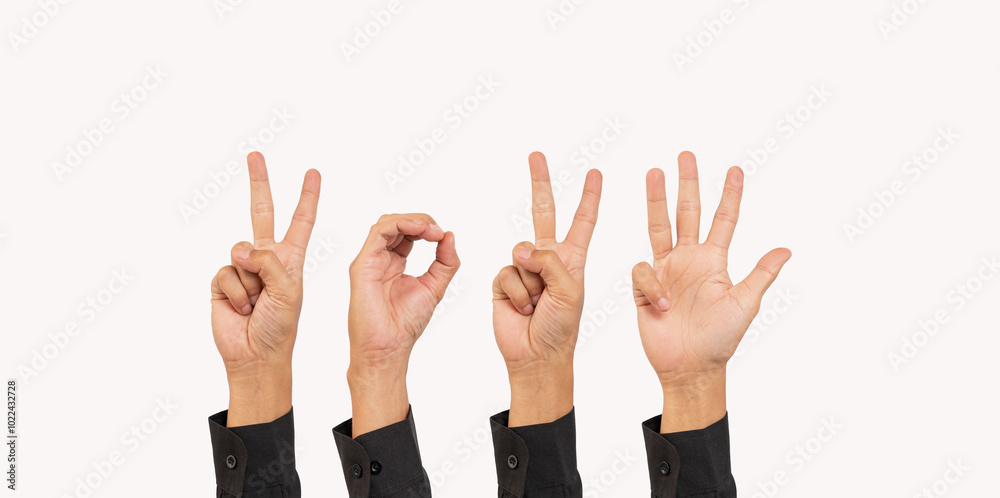 Set of female or male hands showing the number 2024. Happy new year and holiday concept. New Year at sunset. welcome to the start of the new year 2024. Sign the year by hand. Set of female or male hands showing the number 2024. Happy new year and holiday concept. New Year at sunset. welcome to the start of the new year 2024. Sign the year by hand.